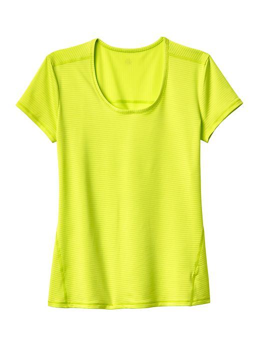 Athleta Womens Shadow Stripe Chi Tee Size 1x Plus - Highlighter Yellow