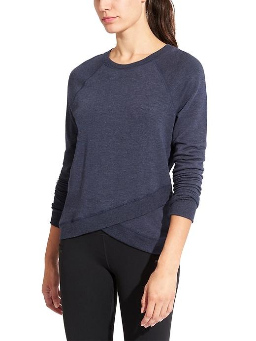 Athleta Womens Criss Cross Sweatshirt Navy Heather Size Xl