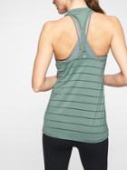 Athleta Womens Stripe Mesh High Neck Chi Tank Lead Green Size 2x