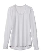 Athleta Womens Heather Stripe Chi Top Extra Long Size L - Silver Shimmer/white