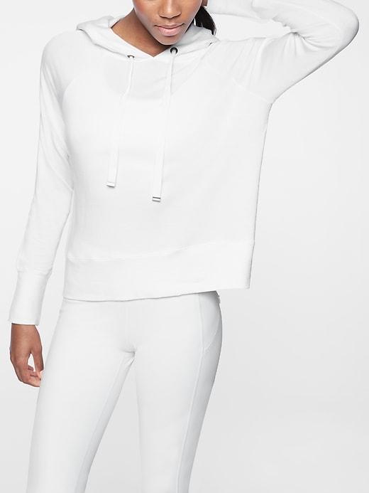 Athleta Womens Open Hearted Hoodie Bright White Size S