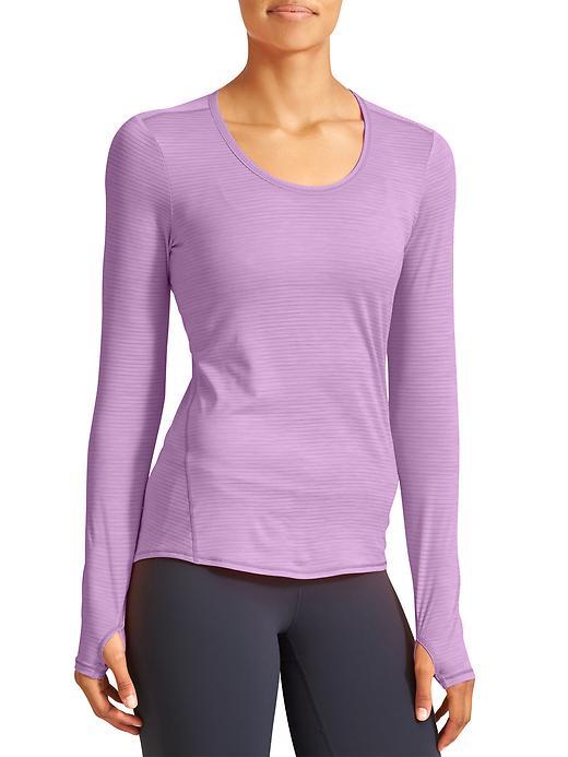 Athleta Womens Shadow Stripe Chi Top Size L Tall - Wild Iris