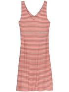 Athleta Womens Stripe Santorini 2 Dress Size S Petite - Coral Sunset/ Ecru