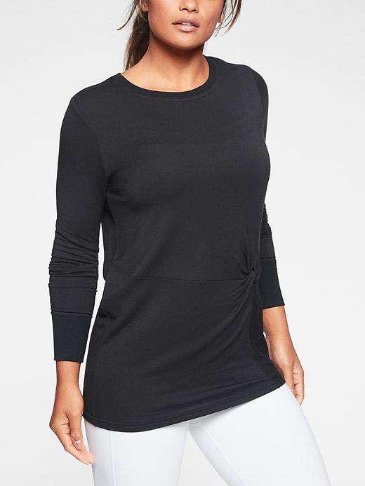Athleta Womens Nirvana Twist Front Sweatshirt Black Size S