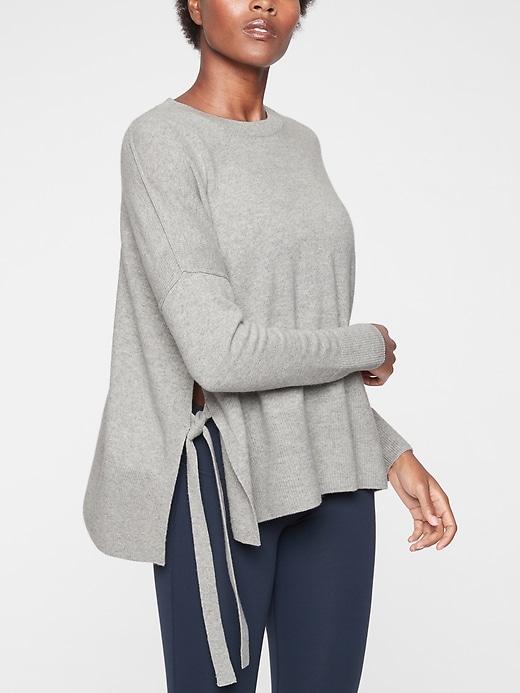 Athleta Womens Chamonix Side&#45tie Sweater Light Grey Size Xl
