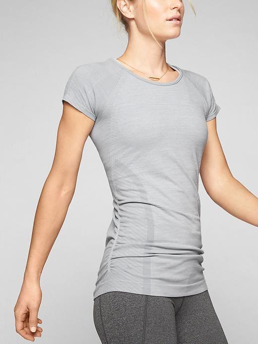 Athleta Womens Speedlight Heather Tee Light Grey Heather Size L