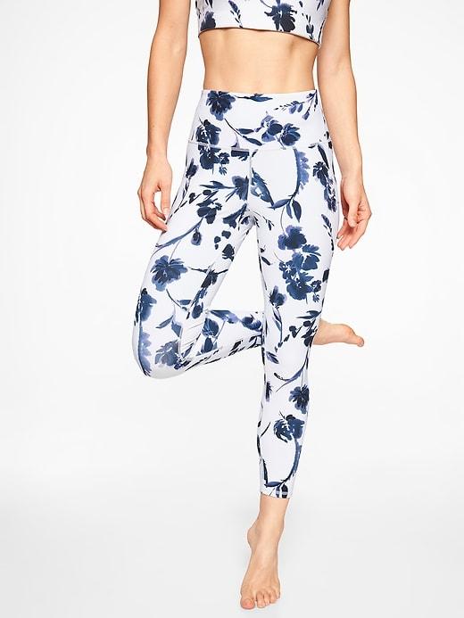 Athleta Womens Water Flower 7/8 Tight White Size M