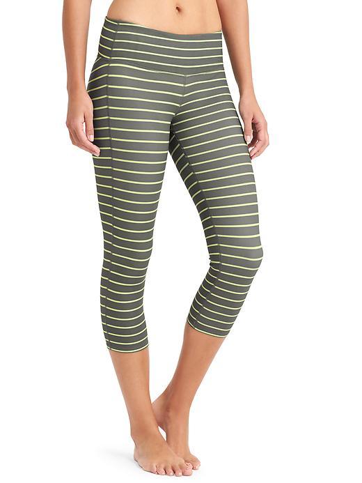 Athleta Womens Stripes Chaturanga Capri Size M Tall - Jasper Green/luminous Green