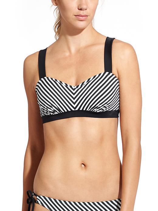 Athleta Womens Slash Stripe Pura Bikini Size 32b/c - Black Stripe