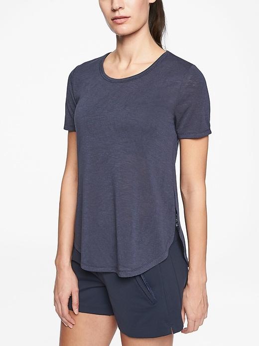 Athleta Womens Breezy Tee Navy Size S