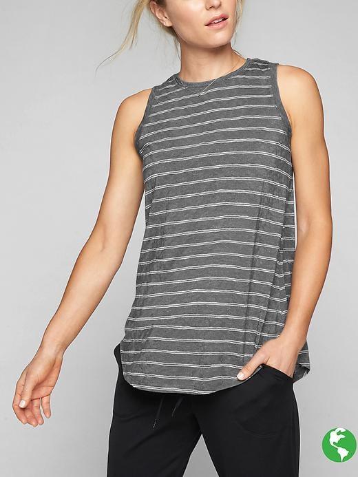 Athleta Womens Breezy Tank Stripe Size Xl - Silver Bells/ Bright White