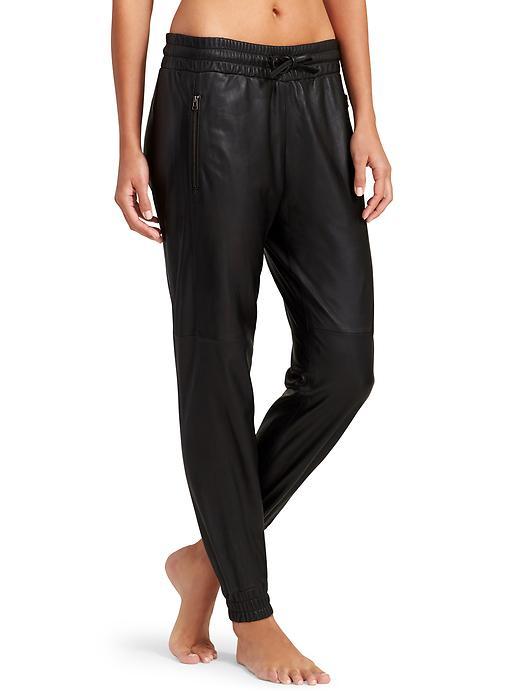 Athleta Womens Downtown Leather Jogger Size L - Black