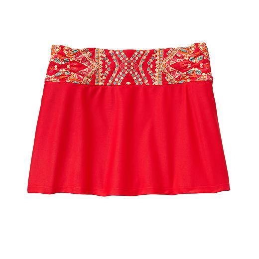 Athleta Martina Shirred Band Swim Skirt - Saffron Red