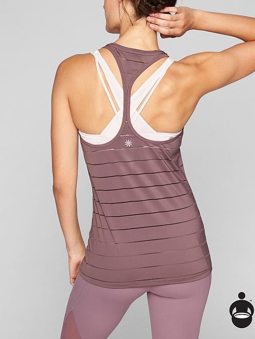Athleta Womens Stripe Mesh High Neck Chi Tank Size L Tall - Dusty Plum