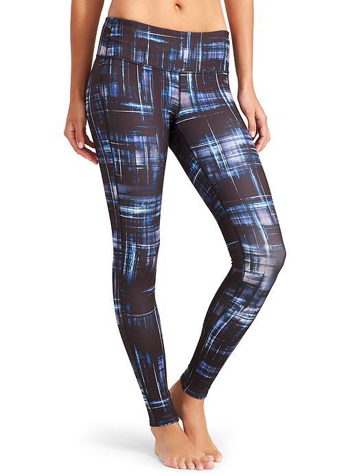 Athleta Womens Plaid Chaturanga Tight Size L - Black