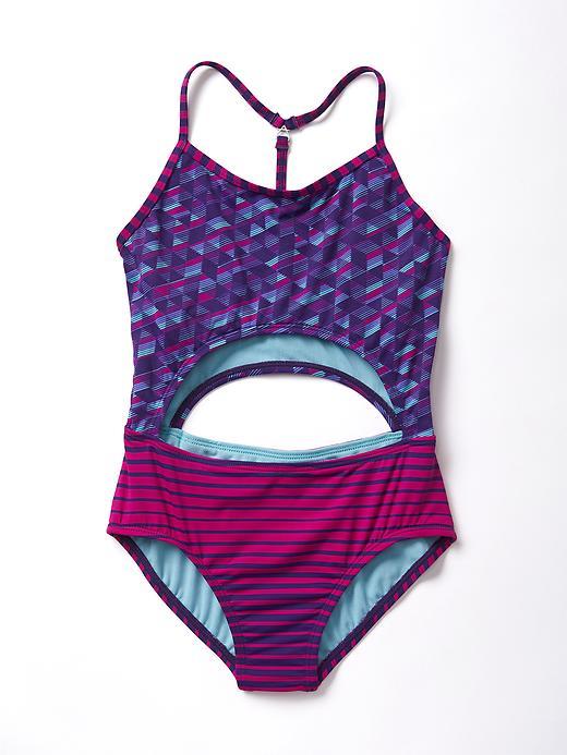 Athleta Geo Stripe Cut Out One Piece Size L/12 - Crowning Achievement