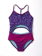 Athleta Geo Stripe Cut Out One Piece Size L/12 - Crowning Achievement