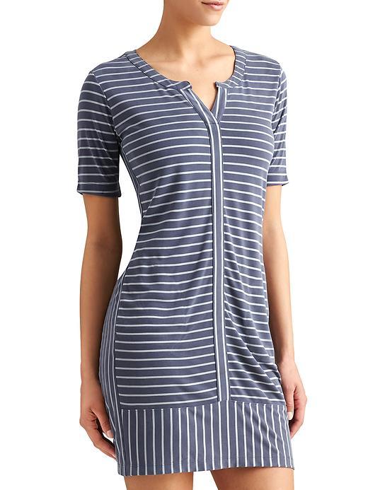 Athleta Womens Stripe Top Notch Tee Dress Size M - Navy/slate Grey