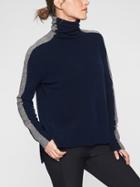 Athleta Womens Transit Colorblock Pullover Turtleneck Sweater Navy/ Grey Size S
