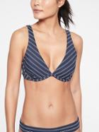 Athleta Womens Piha Plunge Bikini Top French Stripe Size 32b/c