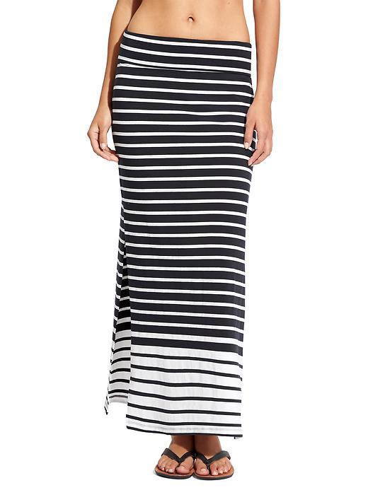Athleta Womens Ombre Stripe Seaside Maxi Skirt Size L - Navy