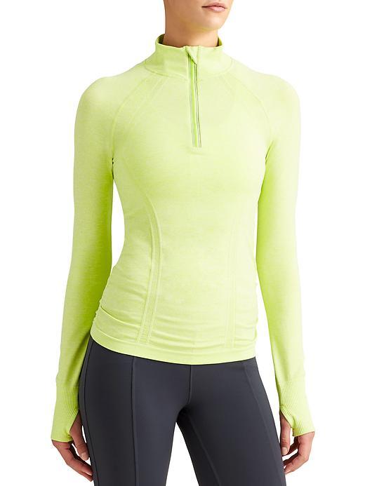 Athleta Womens Fastest Track Half Zip Size L - Sour Apple Heather