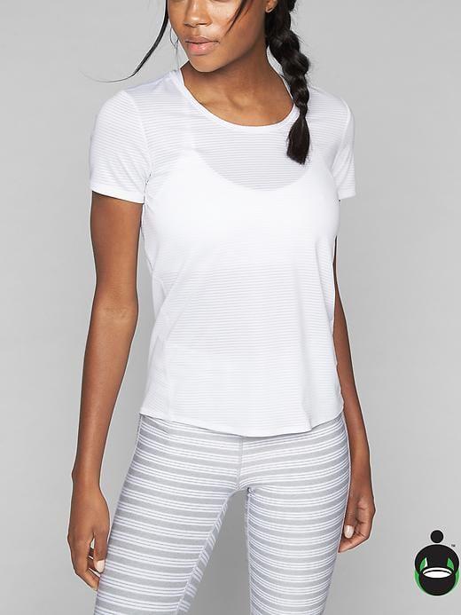 Athleta Womens Shadow Stripe Chi Tee Size Xl Tall - Bright White