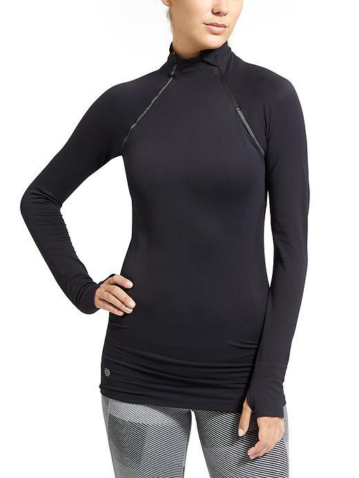 Athleta Womens Finish Fast Asym Half Zip Size L - Black