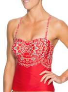 Athleta Womens Martina Bandeau Tankini Size 34b/c - Saffron Red