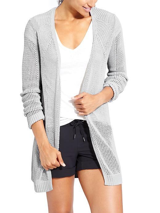 Athleta Womens Open Knit Wrap Light Grey Heather Size L
