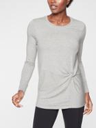 Athleta Womens Nirvana Twist Front Sweatshirt Light Grey Heather Size Xxs