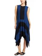 Athleta Womens Stripe Fluid Dress Size L - Black/estate Blue Stripe