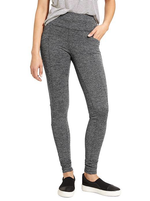 Athleta Womens Herringbone Metro High Waisted Legging Size M Tall - Black