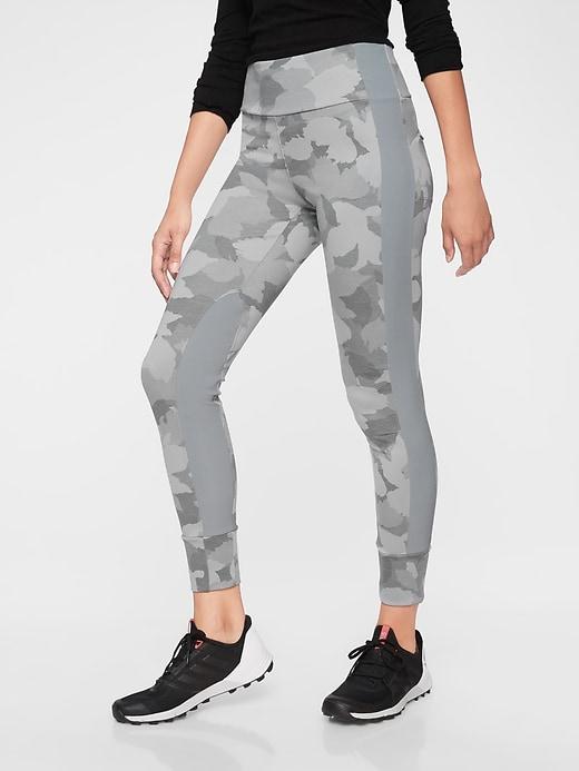 Athleta Womens Essex Camo Hybrid Tight Cobblestone Grey Heather Size Xl