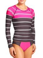 Athleta Womens Colorblock Stripe Rashguard Size Xs - Paradise Pink