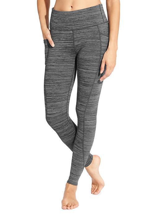 Athleta Womens High Rise Spacedye Chaturanga To Town Tight Size L Tall - Black