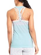 Athleta Womens High Neck Shadow Stripe Chi Tank Size L - Blue Tint