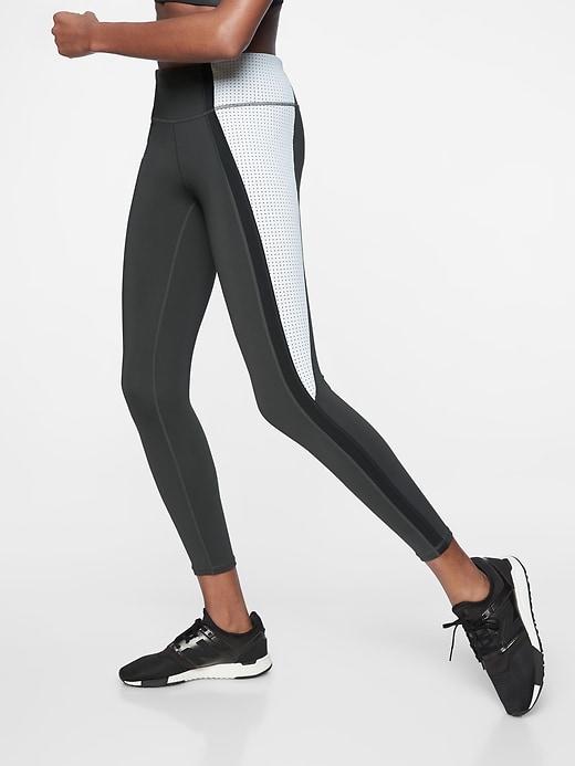 Athleta Womens Colorblock Contender 7/8 Tight Black Olive Size L