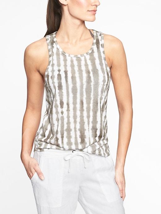 Athleta Womens Breezy Printed Cutout Tank Silver Grey Size Xl