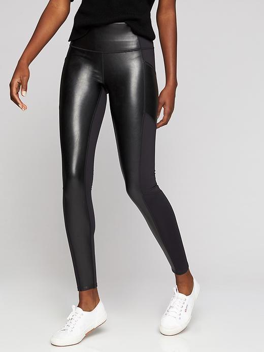 Athleta Womens Gleam Chaturanga To Town Tight Size L Tall - Black