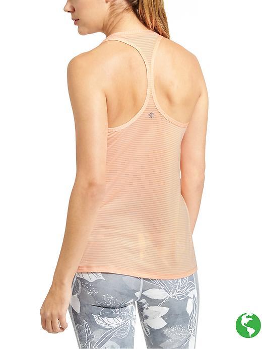 Athleta Womens High Neck Shadow Stripe Chi Tank Size M Tall - Energetic Peach