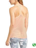 Athleta Womens High Neck Shadow Stripe Chi Tank Size M Tall - Energetic Peach