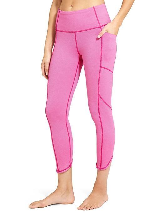 Athleta Womens High Rise Pixel Chaturanga To Town Capri Size L Tall - Fuschia Leaders