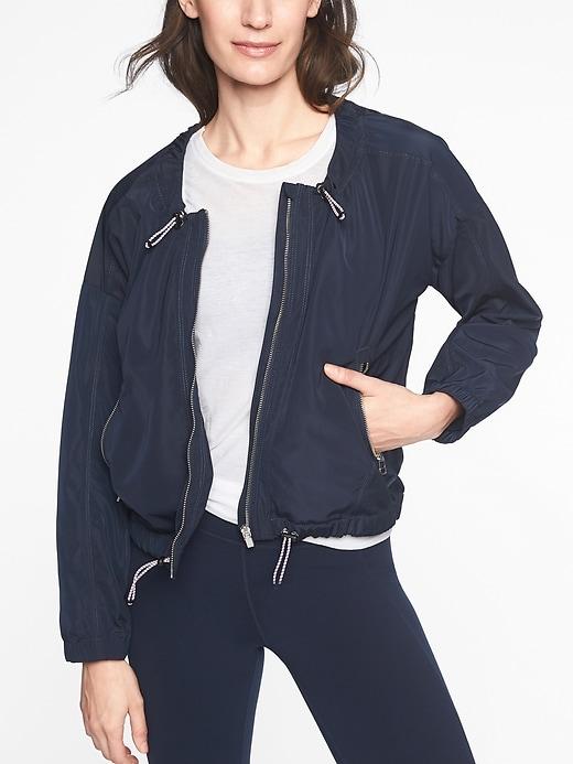 Athleta Womens Chill Bomber Navy Size M