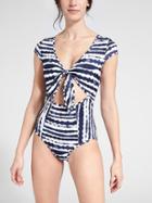 Athleta Womens Wave Break Tie One Piece Size L - Dress Blue