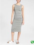 Athleta Womens Comeback Tank Midi Dress Size Xl Tall - Light Asphalt/white Stripe