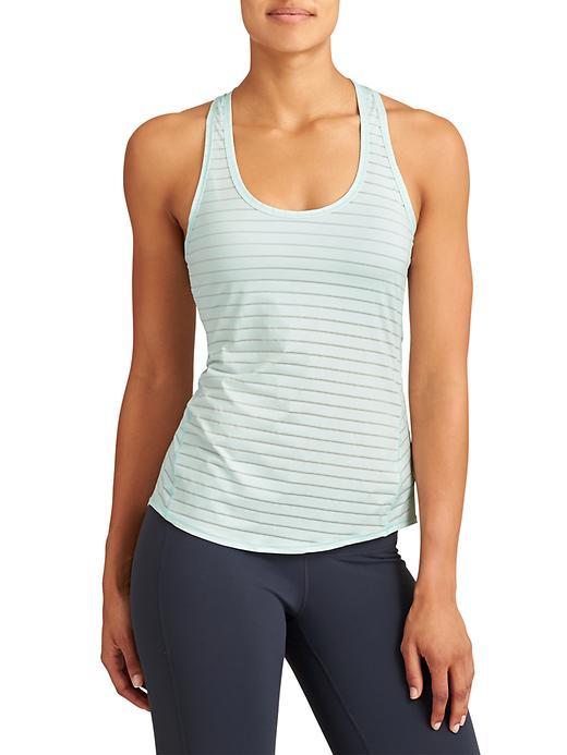 Athleta Womens Shine Stripe Chi Tank Size 1x Plus - Water Blue