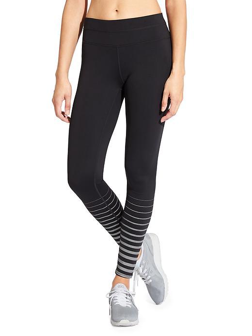 Athleta Womens Shine Stripe Sonar Tight Size L Tall - Black Print