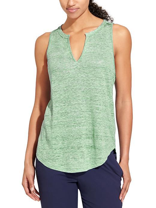 Athleta Womens Easy Newport Linen Tank Size L - Light Jasper Green Heather