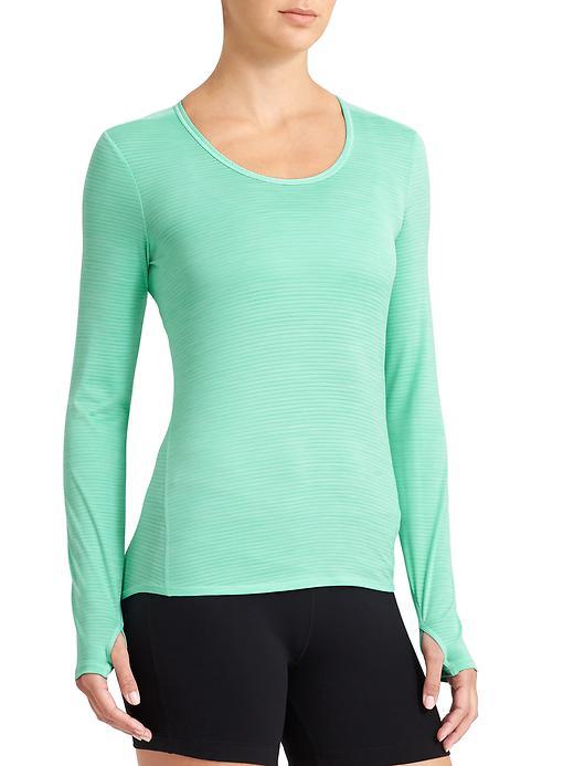 Athleta Womens Shadow Stripe Chi Top Size L Tall - Mint Green